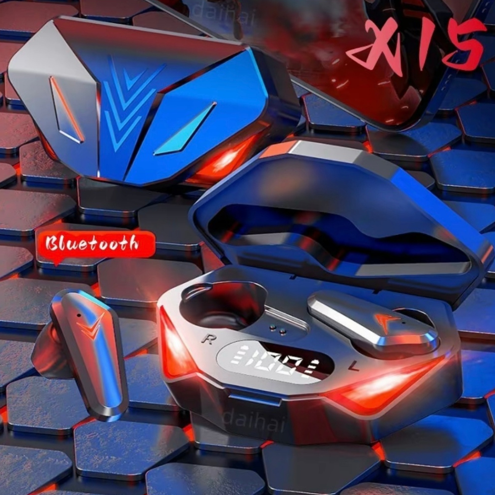 จัดส่งในกรุงเทพฯ COD หูฟังสำหรับเล่นเกม TWS X15 หูฟังบลูทูธ หูฟังไร้สายพร้อมไมค์ ชุดหูฟังสเตอริโอเบส 9D 360° เสียงรอบทิศ