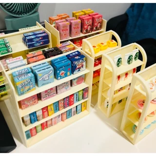 โมเดลจิ๋ว ซูเปอร์มาร์เก็ตจําลอง ขนาดมินิ ชั้นวางตกแต่งเครื่องดื่ม ขนมเด็ก ของเล่น DIY ส่งจากไทย S002