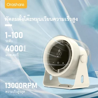 Orashare DF03 พัดลมหมุนเวียนอากาศ พัดลมตั้งโต๊ะความเร็วสูง ทำงานเงียบ ปรับรมแรง100 ระดับด้วยหน้าจอสัมผัส
