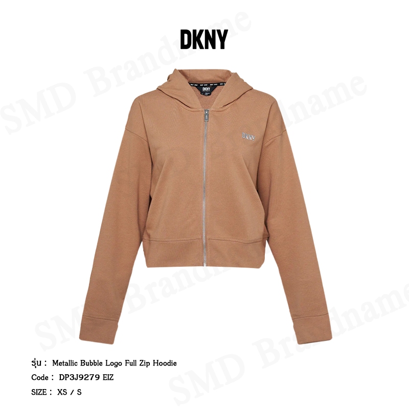 DKNY Sport เสื้อครอปแขนยาว รุ่น Metallic Bubble Logo Full Zip Hoodie Code: DP3J9279 EIZ