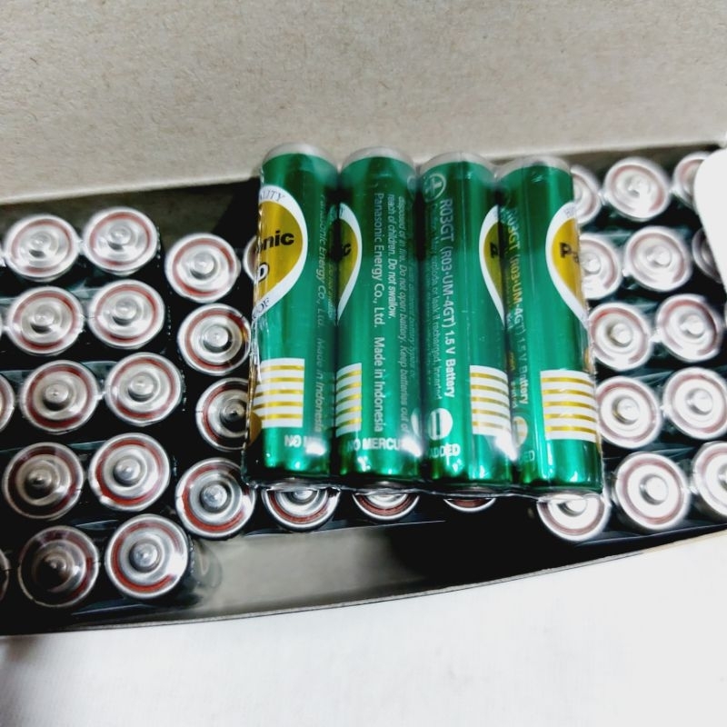 แบตเตอร์รี่ AAA ถ่านaaa ถ่านAAA 1กล่อง 60ก้อน (15แพ็ค) Panasonic Green AAA Battery แบตเตอร์รี่AA ถ่า