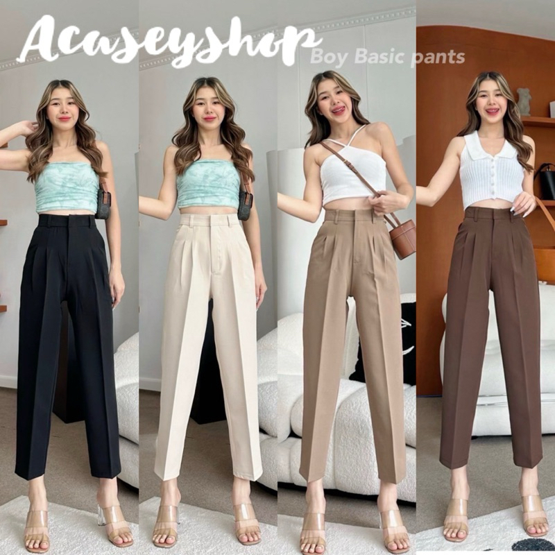 Acasey กางเกงขายาวผู้หญิง ทรงกระบอกเล็ก ผ้าไอวี่ รุ่น 8-9ส่วน Arada
