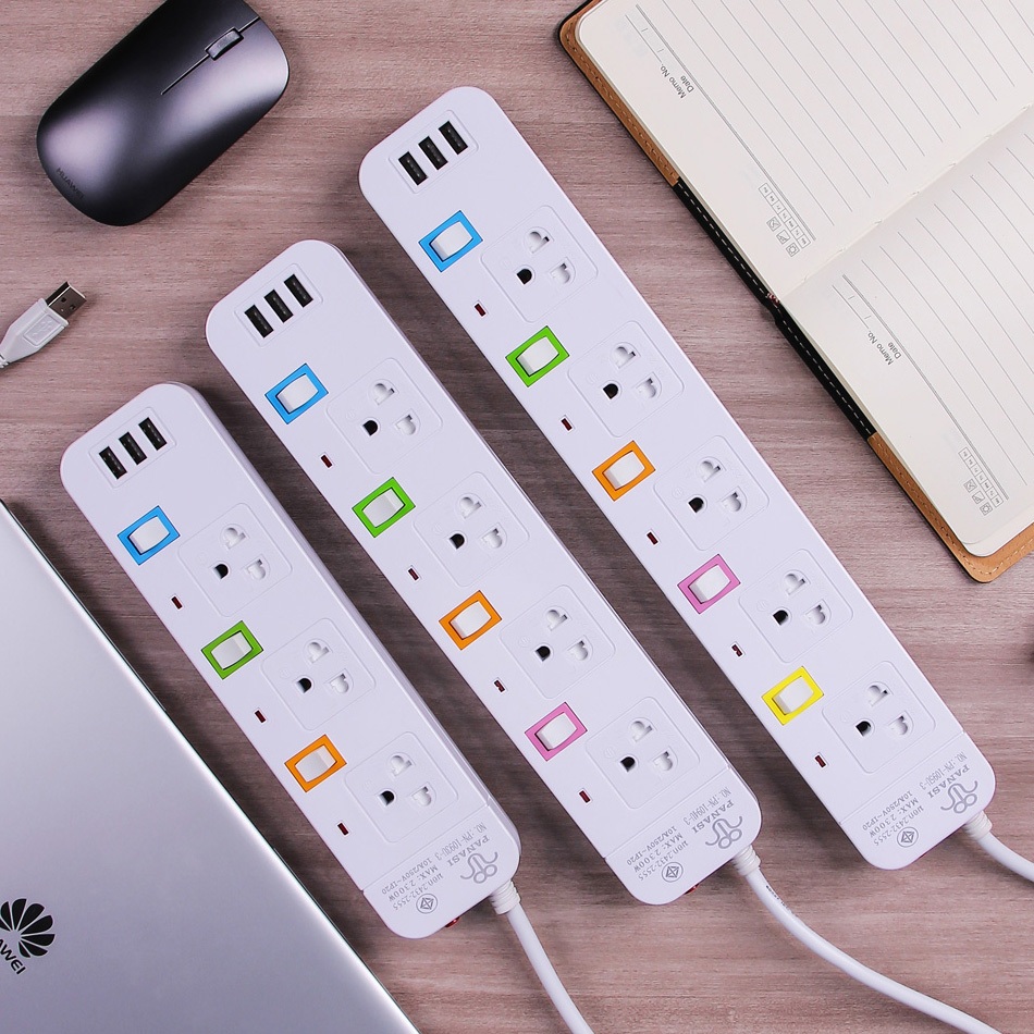 ปลั๊กไฟสามตา พร้อมช่อง USB 3 ช่อง ปลั๊กไฟ 4ช่อง ปลั๊กพ่วง ปลั๊กไฟUSB รางปลั๊กไฟ กันไฟสองชั้นปลั๊กไฟ 3เมตร
