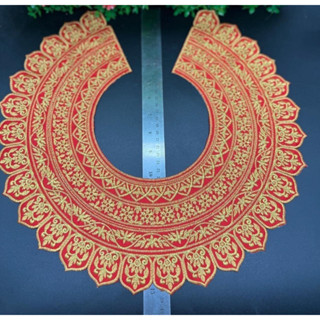 กรองคอแบบผ้า กรองคอลายไทย กรองคอตกแต่งชุดไทย