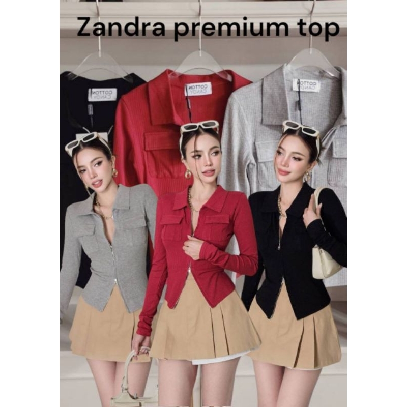 #COTTON CANDY เสื้อแขนยาวซิป New Zandra premium top