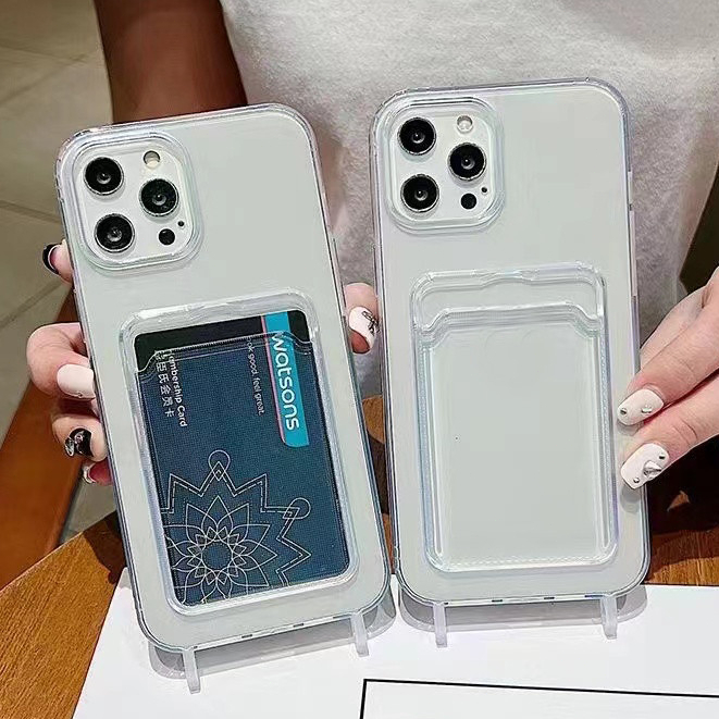 เคส + พร้อมโซ่ For เคสไอโฟน11 iPhone 14 13 15 12 16 Pro Max 7P 8Plus XR XS X SE เคสใส่การ์ดเคส เคสใส่การ์ด เปลือกโปร่งใส
