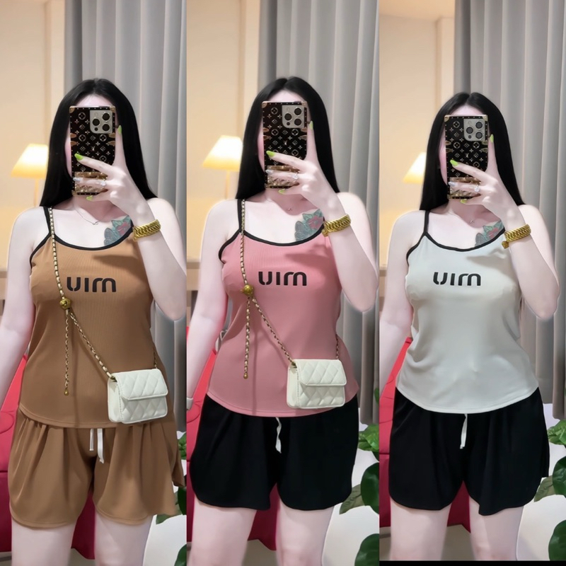 ชุดเซ็ทmiu สายเดี่ยวผ้าร่องงานสวยมาก
