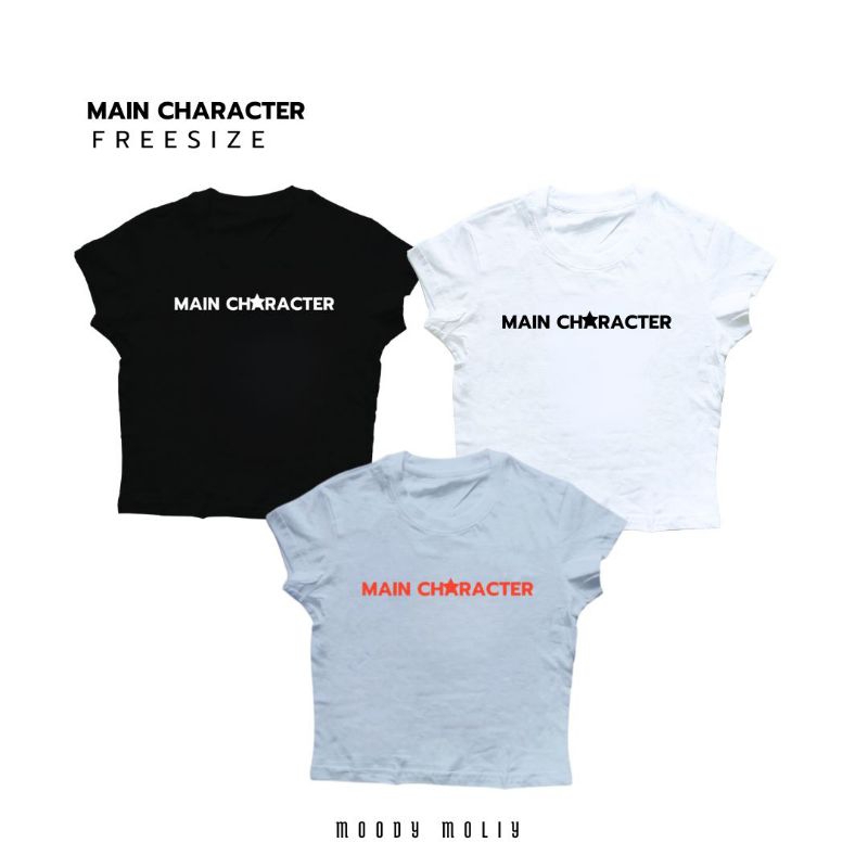 (moody molly) เสื้อ baby tee เบบี้ที สกรีนฟ้อนท์ รุ่น main character