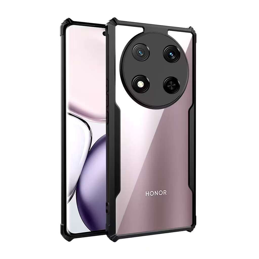 Honor X9c(พร้อมส่งในไทย)เคสกันกระแทกขอบสีหลังใสHonor X7C/Honor X9C 5G/Honor X60 Pro 5Gตรงรุ่น