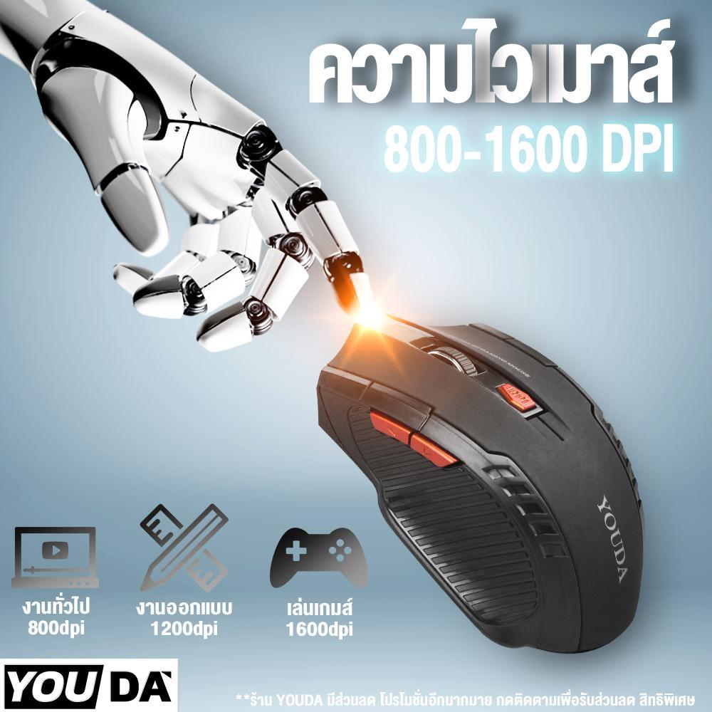 YOUDA เมาส์ไร้สาย มีให้เลือก 3สี รับประกัน 1ปี พร้อมสวิตช์ในตัว ปรับDPIได้ 3ระดับ YD-W133 เมาส์ USB เมาส์คอมพิวเตอร์