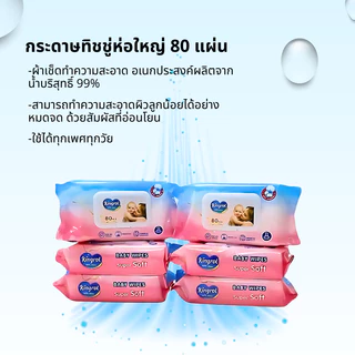 Kingrol ทิชชู่เปียกทำความสะอาดเด็ก ห่อใหญ่ 80แผ่น กระดาษทิชชู่เปียก ผ้าเช็ดทำความสะอาดเด็ก
