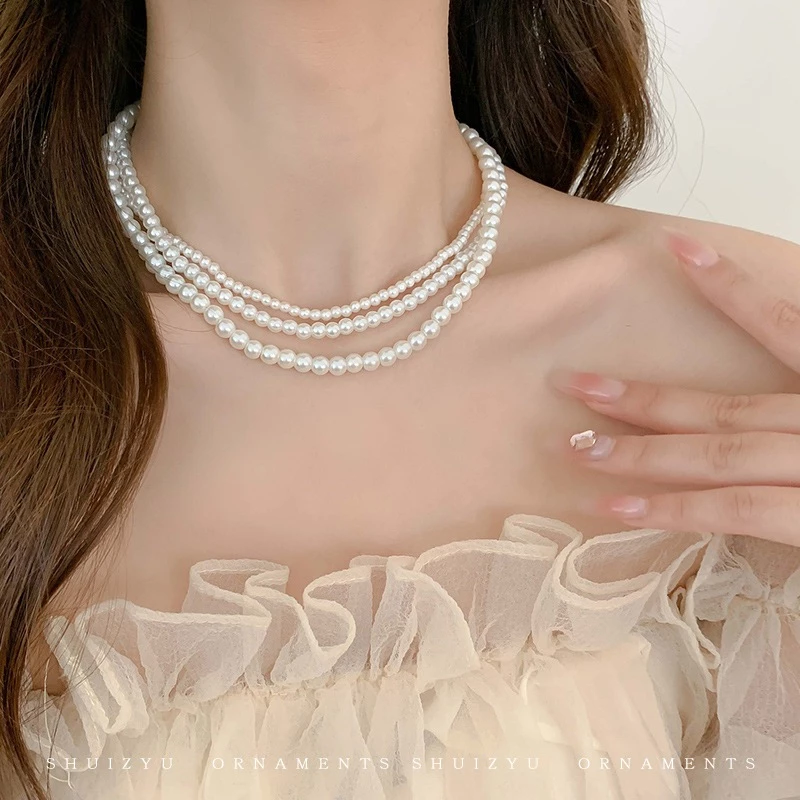 สร้อยคอโชคเกอร์มุก เรียบง่าย วินเทจ หรูหรา ผู้หญิง thumbnail 3