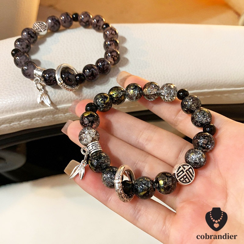 CODส่งเร็ว⚡สร้อยข้อมือหญิงแฮนด์เมดลูกปัดแก้วพร้อมดีไซน์เฉพาะกลุ่มสไตล์จีนย้อนยุคสําหรับผู้ชาย/คู่รัก