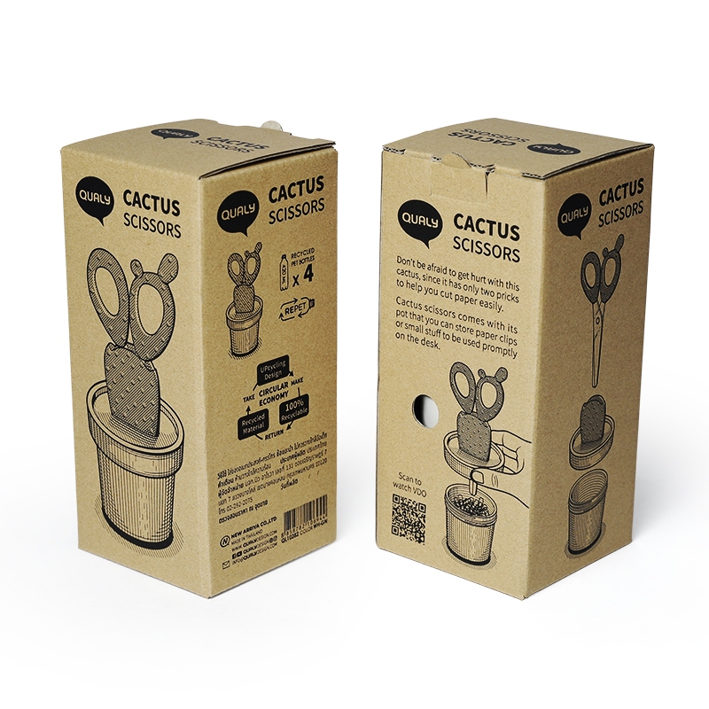Cactus Scissors / Container กรรไกร ดีไซน์ ต้นกระบองเพชรแบบมีถ้วยเก็บคลิบหนีบกระดาษ Qualy (ควอลี่)