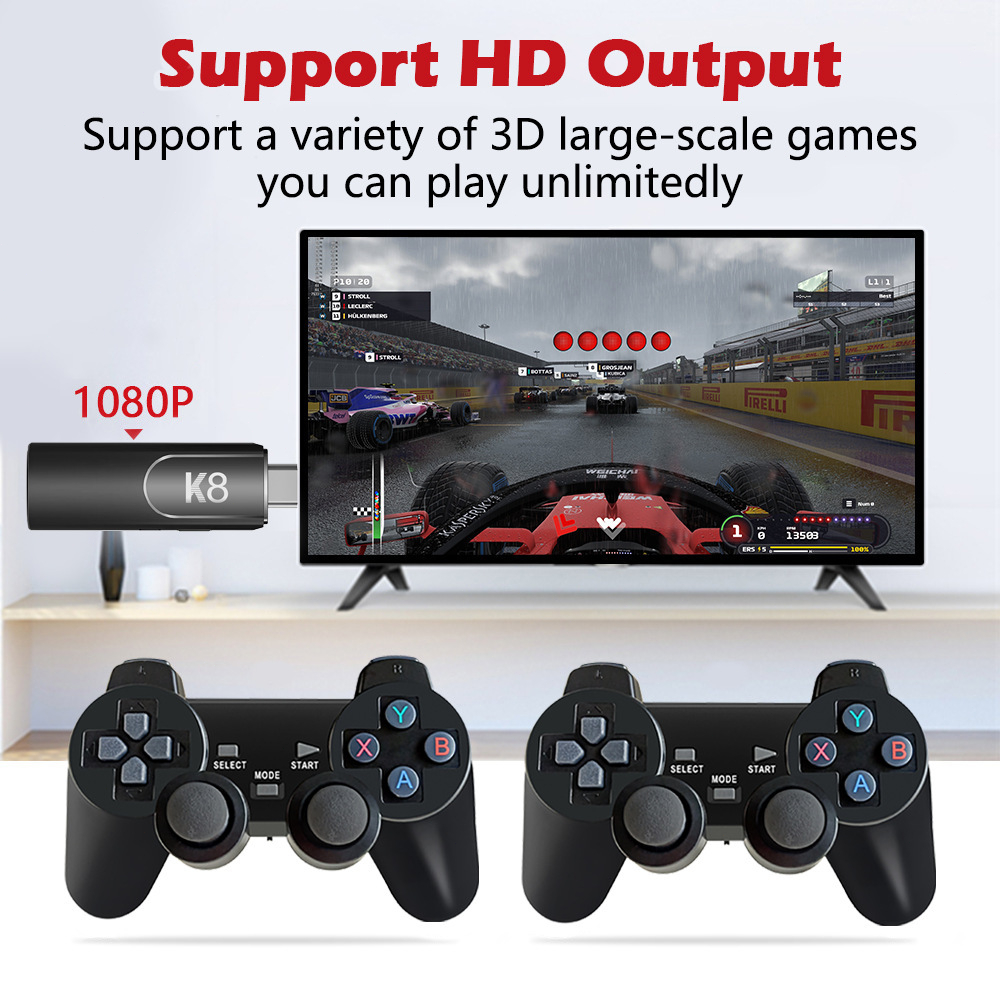 เกมส์ต่อทีวี game stick เกม HDMI 4K เครื่องเล่นเกมย้อนยุค ที่จับเกมบลูทูธ 64Gb ในตัวมี 30,000 game