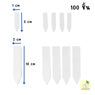 ป้ายชื่อต้นไม้ แพ็คละ100 ชิ้น มี 2 ขนาด 5x1cm 10x2cm สำหรับตกแต่งสวน เขียนชื่อต้นไม้ อุปกรณ์ตกแต่งสวน