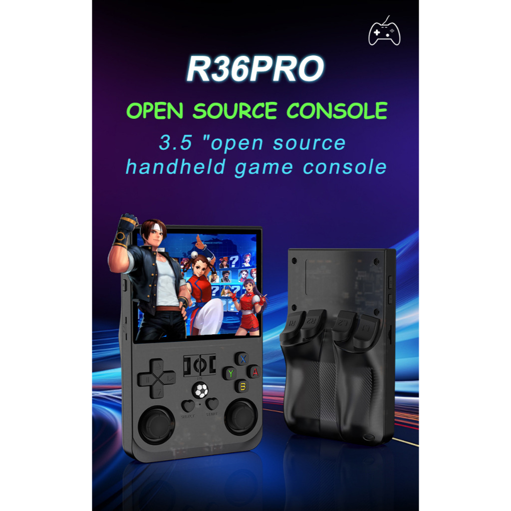 (แถม กระเป๋า+ฟิล์ม)เครื่องเกมพกพา R36PRO จอIPS 3.5นิ้ว+ความจำ 128GB+20,000เกม รองรับเกม PSP PS1 NDS