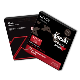 Kazuki สายกีต้าร์โปร่ง เคลือบ PVD ทนพิเศษ 1ชุด ครบ 6 เส้น | ใช้ได้ยาว ไม่เป็นสนิม | เหมาะกับคนเล่นประจำ