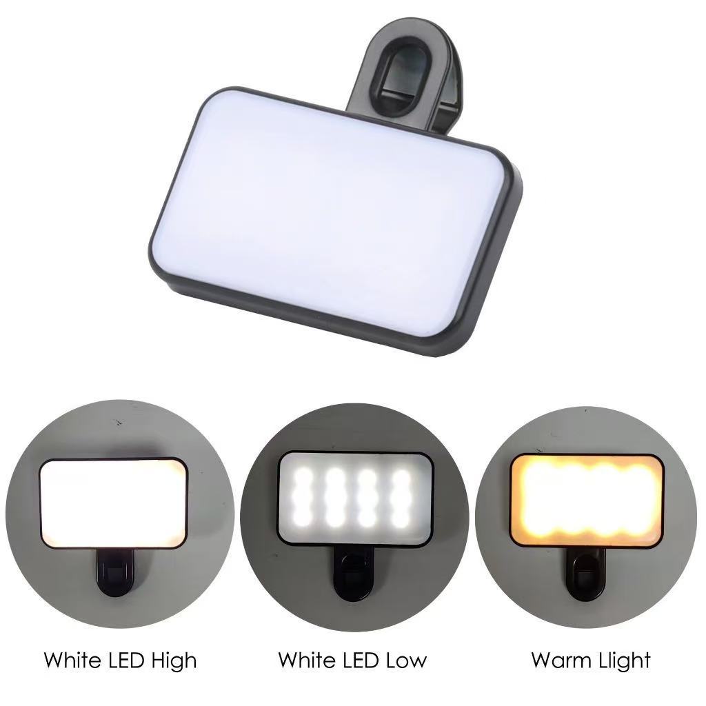 ไฟติดหัวกล้อง โคมไฟเซลฟี่ LED 3 โหมด ปรับได้ ขนาดเล็ก พกพาง่าย ถนอมสายตา ชาร์จไฟได้ สําหรับสมาร์ทโฟน แล็ปท็อป กล้อง