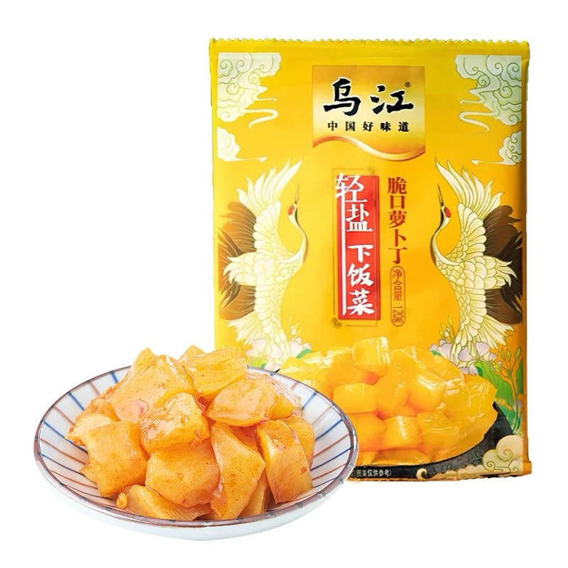ไชโป๊วปรุงรสเผ็ด เครื่องเคียง แก้เลี่ยน อร่อย เข้ากับทุกเมนู 乌江 榨菜泡萝卜丁 60g
