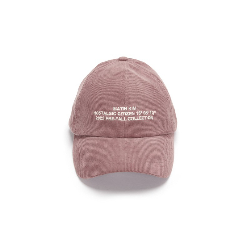 พร้อมส่ง MATIN KIM CORDUROY LETTERING BALL CAP IN PINK