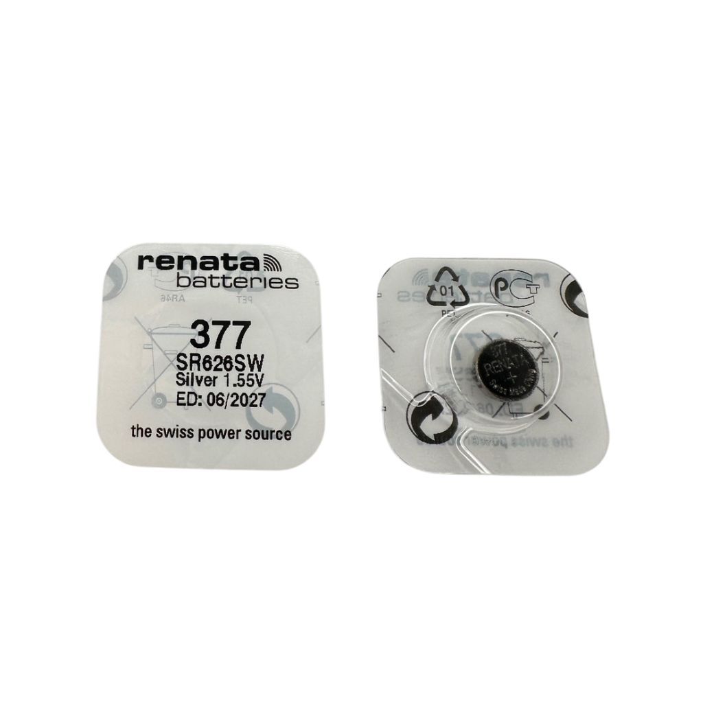 ถ่านนาฬิกา กระดุม Renata 377 / SR626SW Silver 1.55V Swiss made (ดีที่สุด) แบ่งขาย 1ก้อน