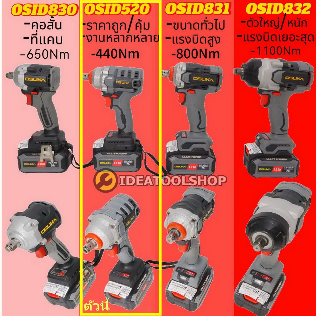 ของแท้!!! บล็อก OSUKA รุ่น OSID – 520 แบบ ไร้สาย *รับประกัน 1ปี* บล็อกแบต บล็อกไฟฟ้า บล้อกไร้สาย บล้อก บล็อก บ้อก โอซูกะ ราคา ถูกที่สุด ดีลบีเคเค แกลเลอรีภาพที่ 8
