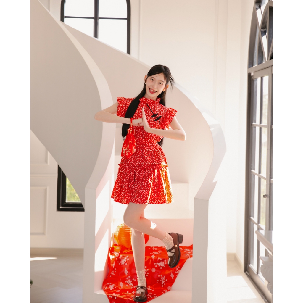 DR0472 LABELLE รุ่น Qipao Sweet Dress เดรสกี่เพ้าตรุษจีน รูปที่ 4
