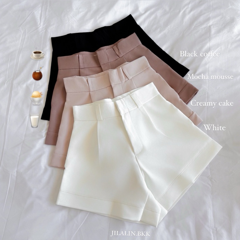 Jilalin.bkk🌷Cuddle pants ✨ กางเกงขาสั้นเอวสูง ทรงบาร์บี้ ผ้าหนา ใส่แล้วขาเล็กมาก