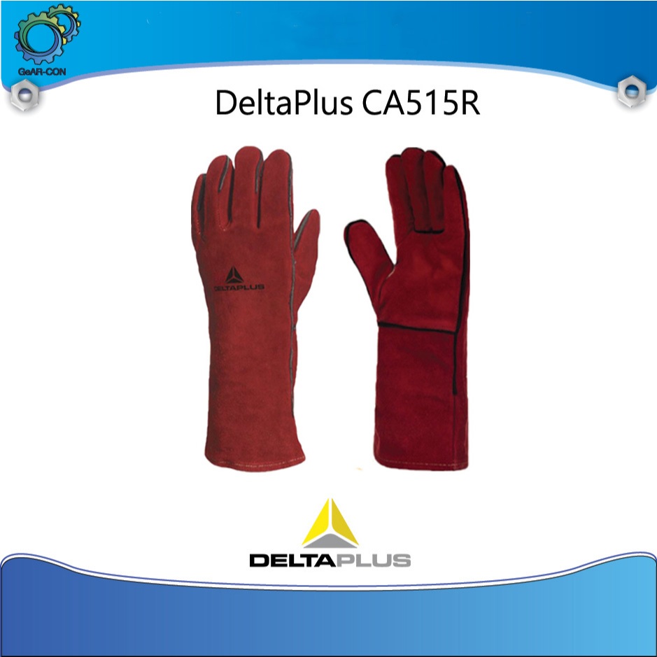 ถุงมือหนังวัว ช่างเชื่อม งานเชื่อม ทนความร้อนสูง Deltaplus Length 35 cm CA515R  P/N CA515R10