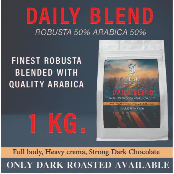 DAILY BLEND 1 KG 50% ROBUSTA 50% ARABICA DARK ROASTED