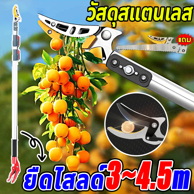 กรรไกรตัดกิ่ง (ยืดได้ 3.3M-4.5M) SK5 กรรไกรตัดผลไม้ ตัดกิ่งไม้เร็ว อุปกรณ์ตัดแต่งกิ่งมืออาชีพ กรรไกร