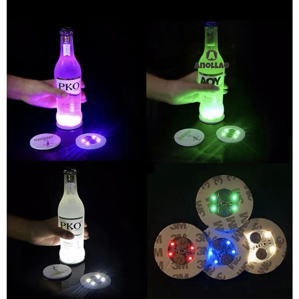 ที่รองแก้วเรืองแสง แผ่นรองแก้วเครื่องดื่ม พร้อมไฟ LED สําหรับตกแต่งบ้าน บาร์ ไนท์คลับ ปาร์ตี้ Anollao