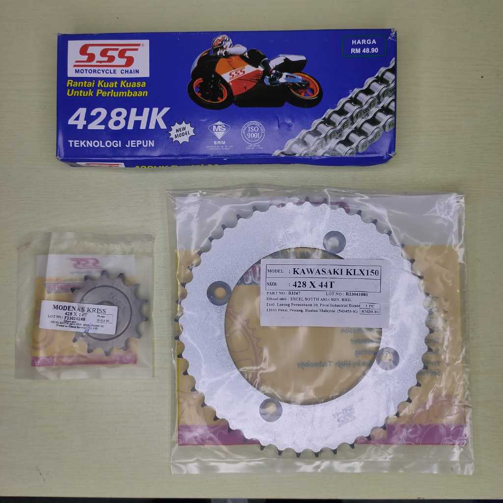 โซ่สเตอร์ สแตนเลสครบชุด KAWASAKI KLX150 ไซส์ 428x44T