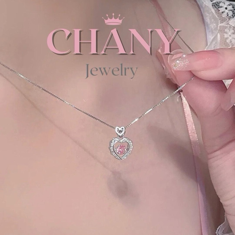 CN98 รุ่น Lucy princess สร้อยคอ(S925)แนวเจ้าหญิงประดับเพชsชมพู+แถมอุปกรณ์ครบเซต