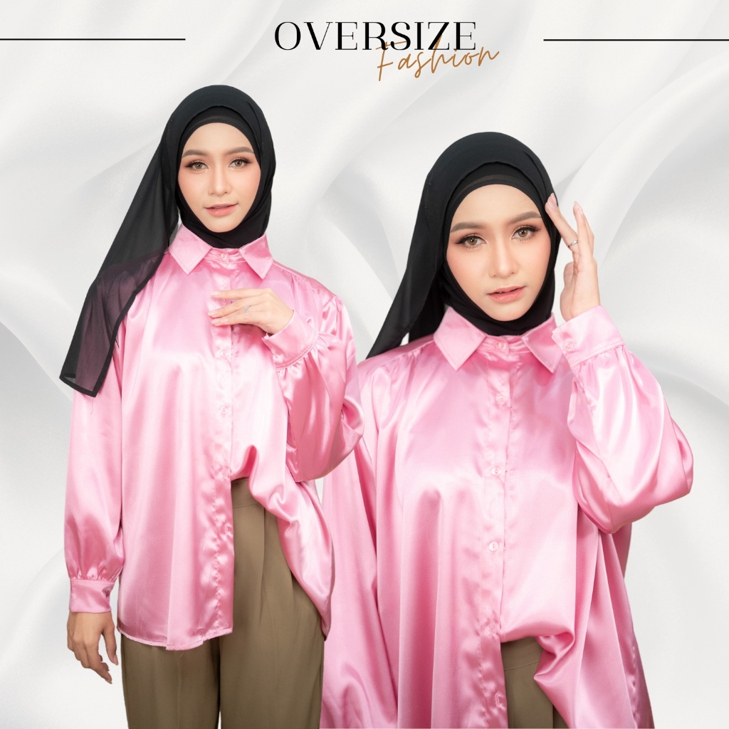 เสื้อคอปกผ้าซาติน คละเฉดสี ดีไซส์เรียบหรู งานแขนยาวทรงโคมไฟ สวมใส่แล้วดูดีมีสไตล์ DG33วาริสมุสลิม
