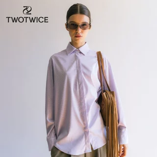Twotwice - Oversized Tw Shirt - เสื้อเชิ้ต Oversized ปักโลโก้