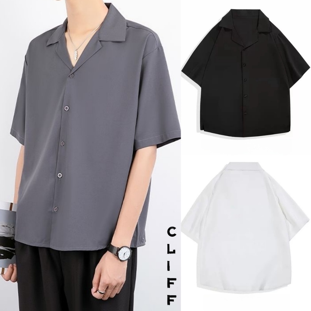 CLIFF เสื้อเชิ้ตผู้ชาย สีล้วน ผ้านุ่ม นุ่มสบาย หลายสี แฟชั่นทรงหลวม