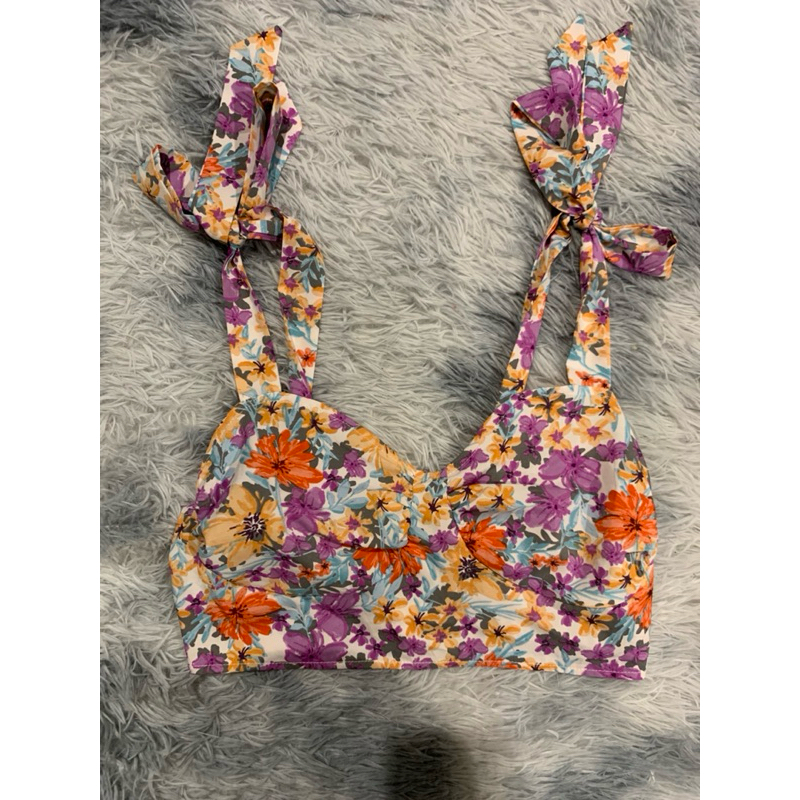 เสื้อคอปลายดอกผูกไหล่ SHN โทนสีม่วง ไซส์ M