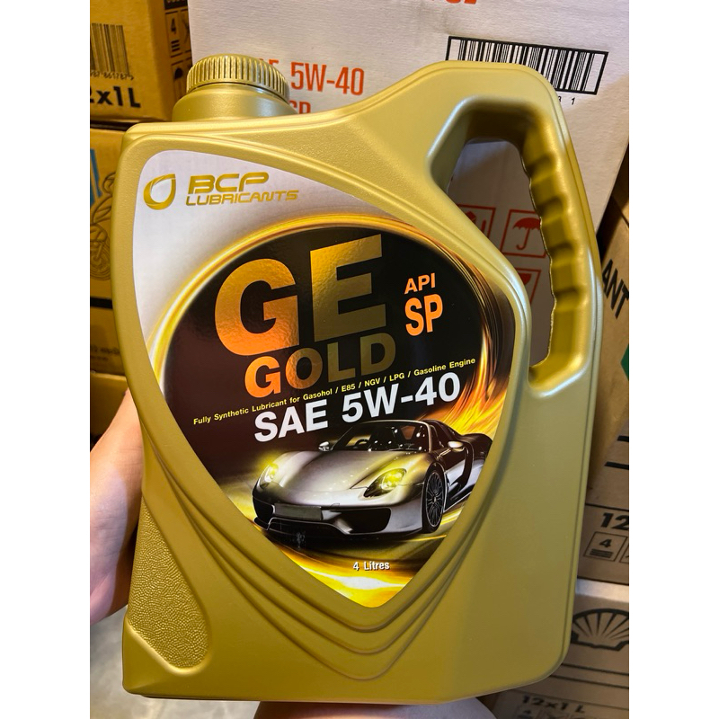 น้ำมันเครื่อง เบนซิน BCP GE Gold fully synthetic sae 5w-40 ขนาด 4 ลิตร