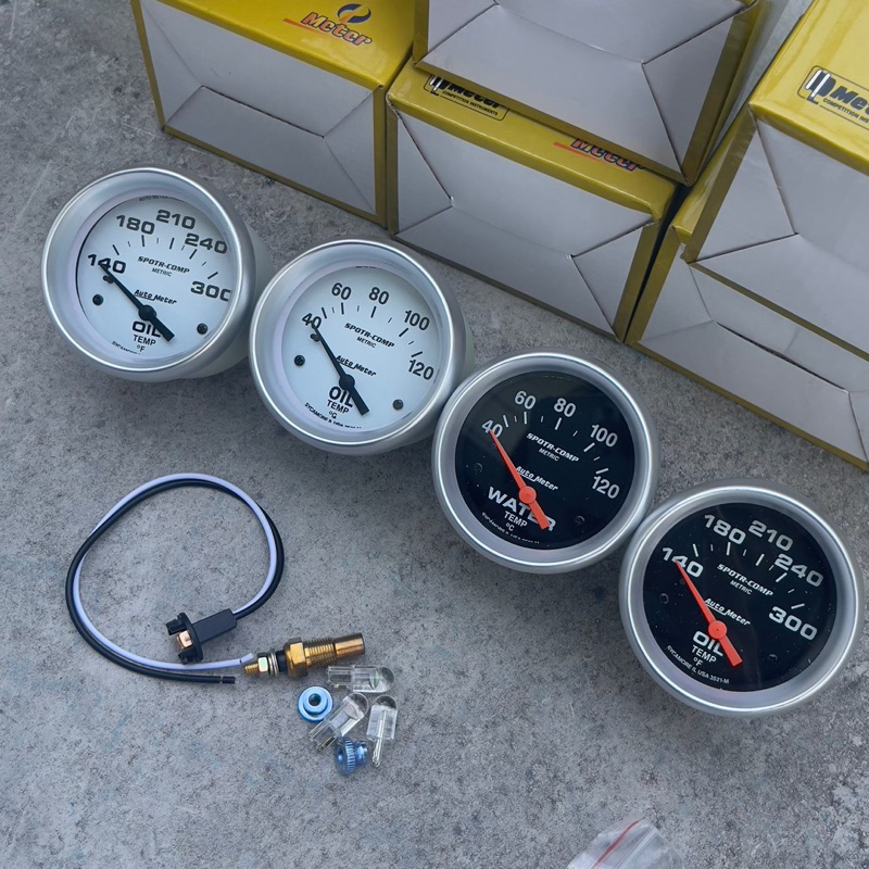 เกจวัดความร้อน สามารถวัด watertemp.  พร้อมข้อต่อน้ำ  เกจ์วัดความร้อน  (  แบบไม่มีนำ้มัน )