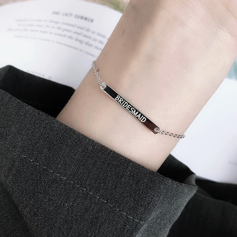 สร้อยข้อมือเงินแท้ s925 สลักชื่อฟรี ไม่ลอก ของขวัญวันวาเลนไทน์