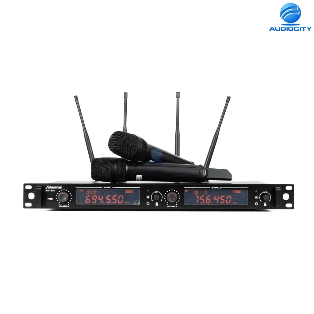 Sherman MIC-336 ไมโครโฟนไร้สาย ไมค์ลอยคู่ ความถี่ UHF 694-703,748-758MHz