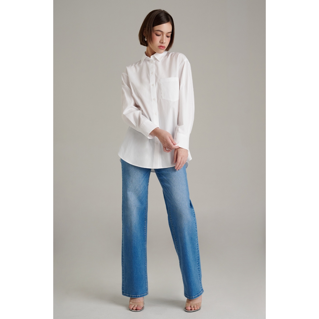 Mc jeans เสื้อเชิ้ตผู้หญิง ทรงโอเวอร์ไซส์ MWLZ207