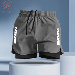 B BLUES M-5XL กางเกงกีฬาขาสั้น ไซส์ใหญ่ แบบแห้งเร็ว ระบายอาก ความยืดหยุ่นสูง เหมาะกับใส่ออกกําลังกาย วิ่ง สําหรับผู้ชาย