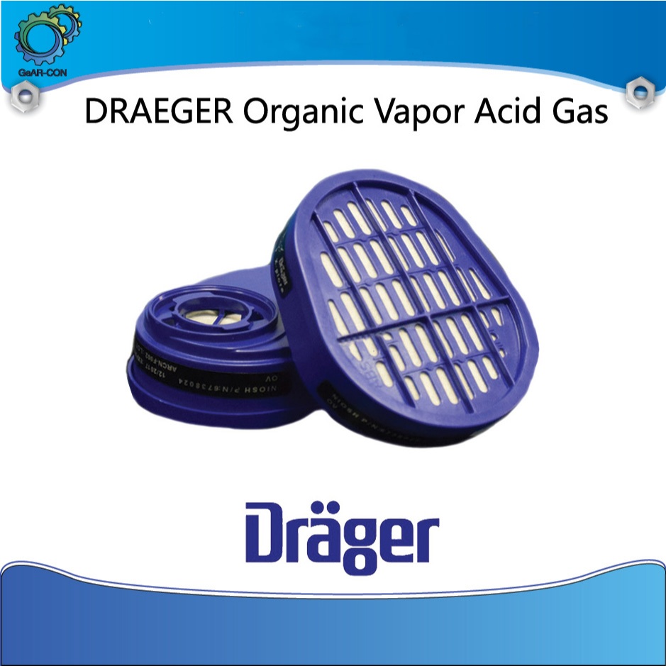 ตลับกรองป้องกันไอพิษ สำหรับหน้ากากนิรภัย หน้ากากเซฟตี้ Draeger Oganic Vaper & Acid Gas P/N 6738024 (