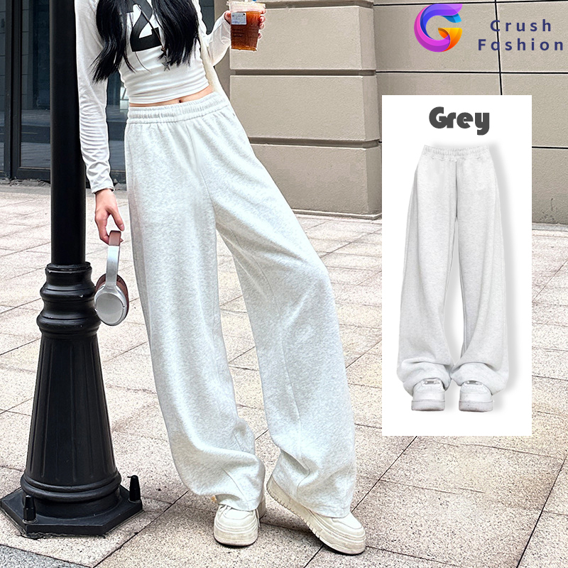 Crush กางเกงวอร์ม กางเกงขายาว ฝ้าย เส้นเยื่องเพิ่มความพิเศษ เอว22-36 ใส่แล้วดูผอม เลือกตามความสูงได้ สูง 140-175 CM