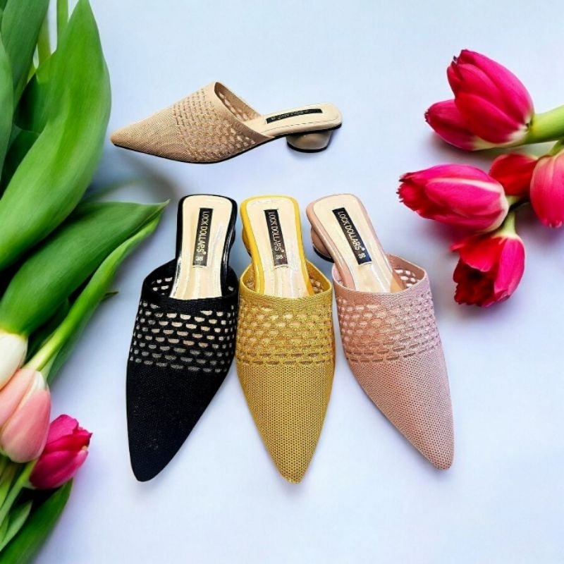 รองเท้าเปิดส้น Size 36 - 45 BIgsize ส้นกลม สูง 1 นิ้ว แบบผ้าไหมพรม ยืดตามเท้า ส้นกลม ออกแบบน่ารัก ทรงกำลังฮิต