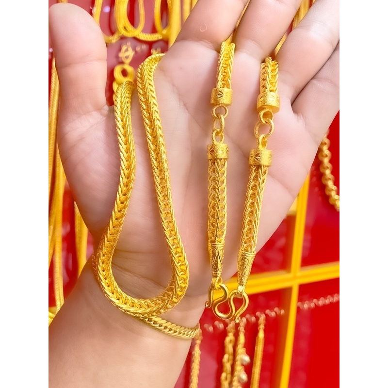 สร้อยคอสี่เสา10-5บพระ3-5องคทองหุ้มฟรีกล่องฟรีตะขอ