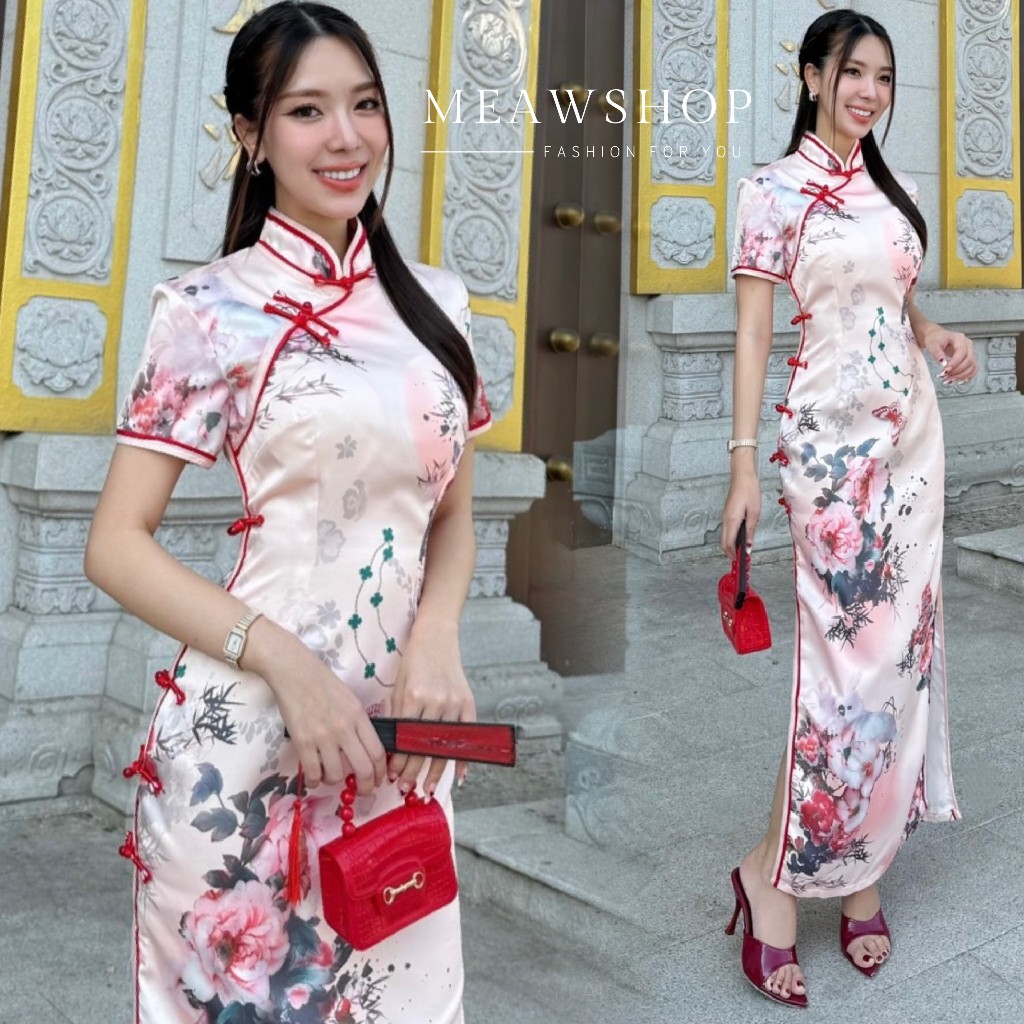 พร้อมส่ง S-2XL เดรสกี่เพ้า ชุดรับอังเปา กี่เพ้า คอจีน qipao cheongsam ชุดตรุษจีน ตรุษจีน เสื้อคอจีน 